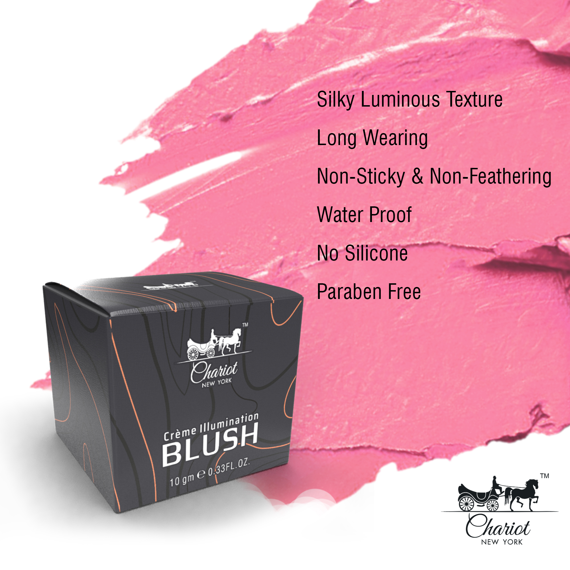 Chariot New York Hot Pink Shimmer Blush (Hot Pink) 10gm Age Group: 15-70