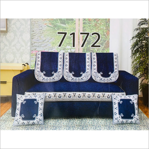 5 Seater Sofa Panel - 100% Cotton | Standard Size Blue And White Design