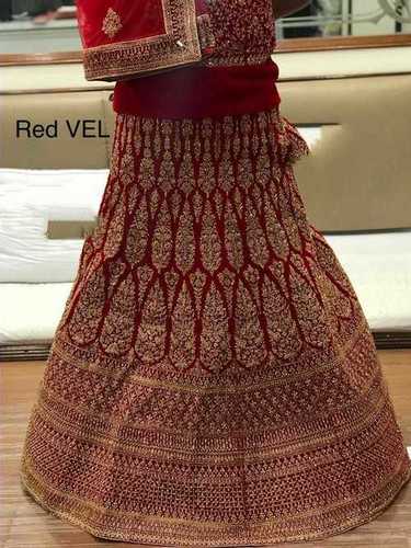 Ethenic Lehenga - Banarasi Fabric, Red Color | Hand-Embroidered Short Long Sleeve, Indian Ethnic Wear for Women