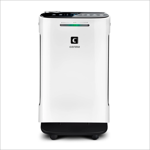 Cerina W Air Purifier - BMC Plastic, 34x24x64 cm, White & Gold | HEPA Filter, 470 m3/hr CADR, Auto Mode, Touch Control, Child Lock, Silent Operation