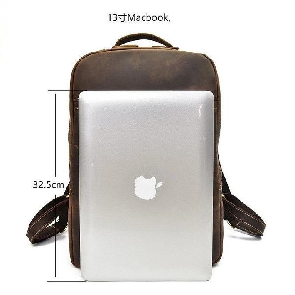 Dark Brown Buffalo Leather Backpack Bag