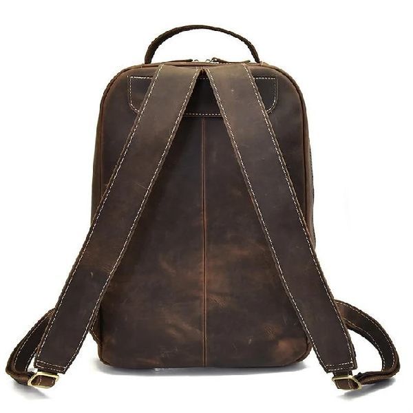 Dark Brown Buffalo Leather Backpack Bag