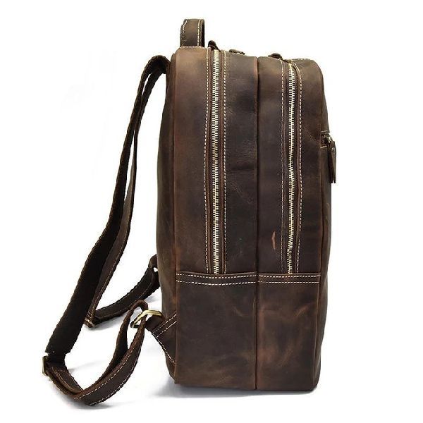 Dark Brown Buffalo Leather Backpack Bag