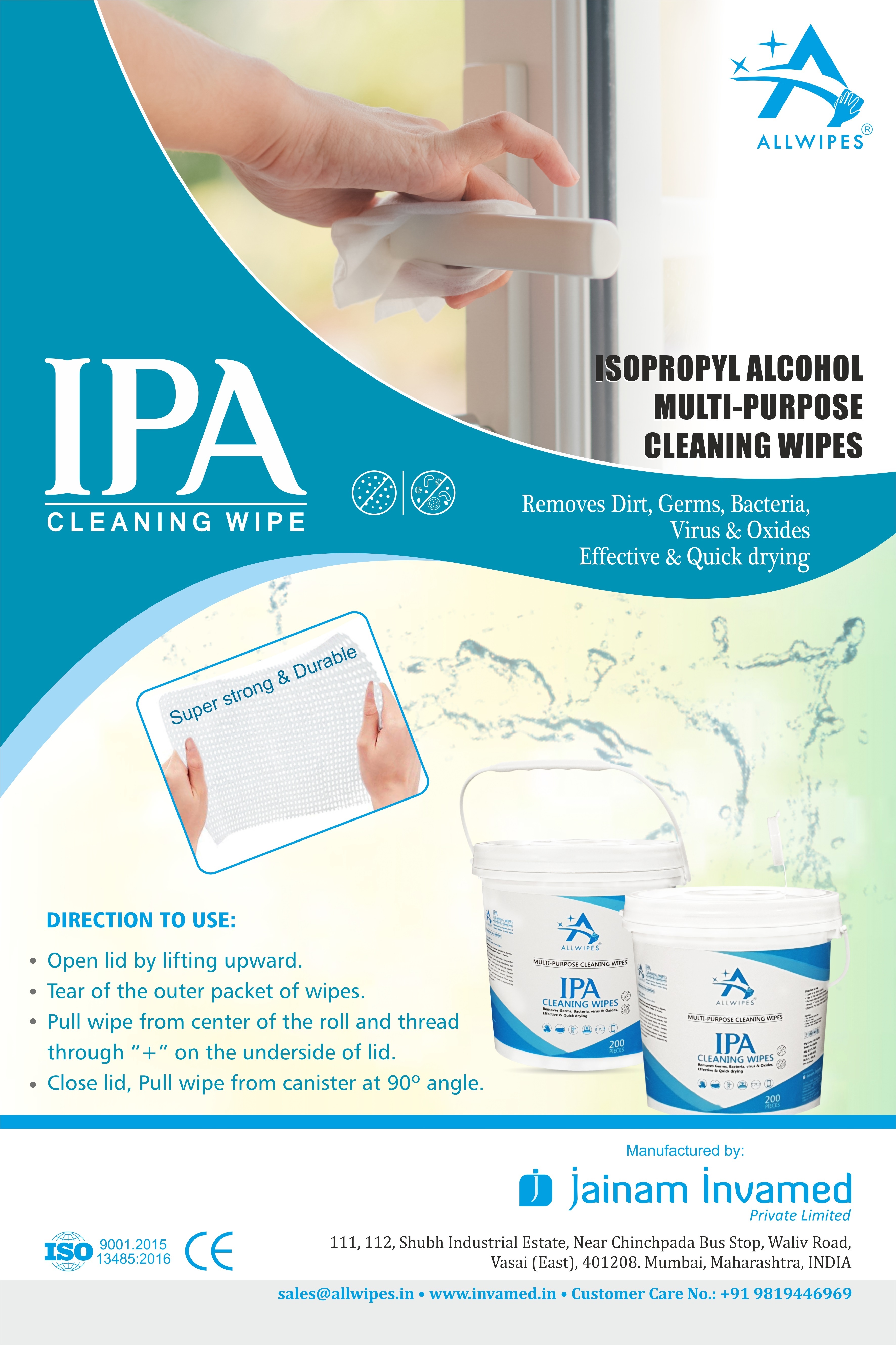 70% Isopropyl Alcohol Sanitizing Tub Wipes(14 X 20 Cms) Age Group: Women