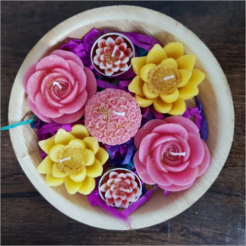 Flower Gift Set - Elegant Floral Arrangement in Pink, Green, and Yellow | Perfect Gift Set for Any Occasion