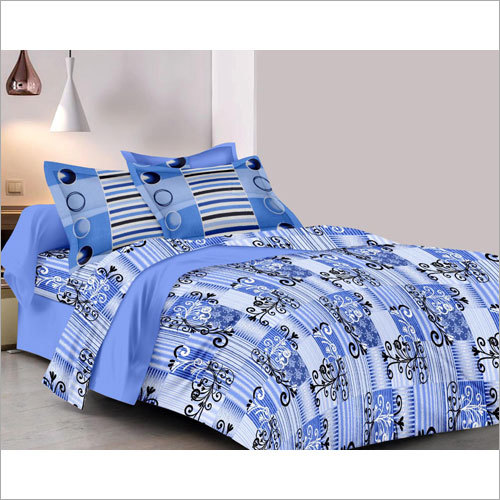 Double Bed Sheets - Cotton, Double Size, Blue - 180-200 Thread Count, Printed Design for Comfortable Sleep for Couples, Machine Washable