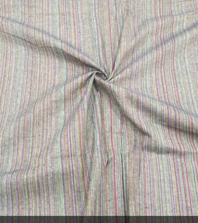 Hand Loom Multi Color Strip Fabric