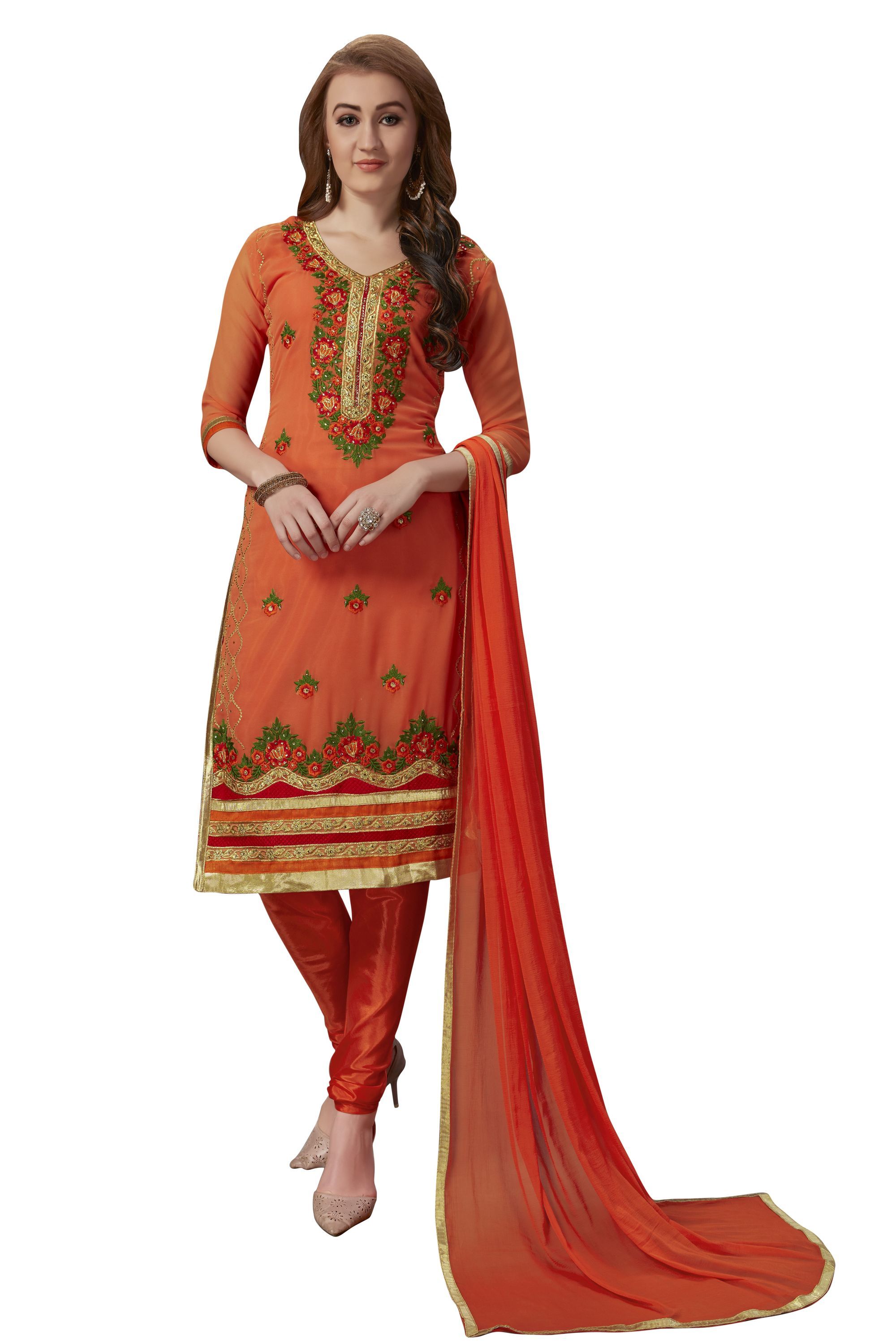 Pink Georgette Embroidery Suit