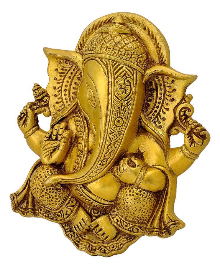 Brass Wall Hanging Om Swastika Ganesha - Polished Metal, Handmade Religious Art | 1.4 Kg Hinduism Theme