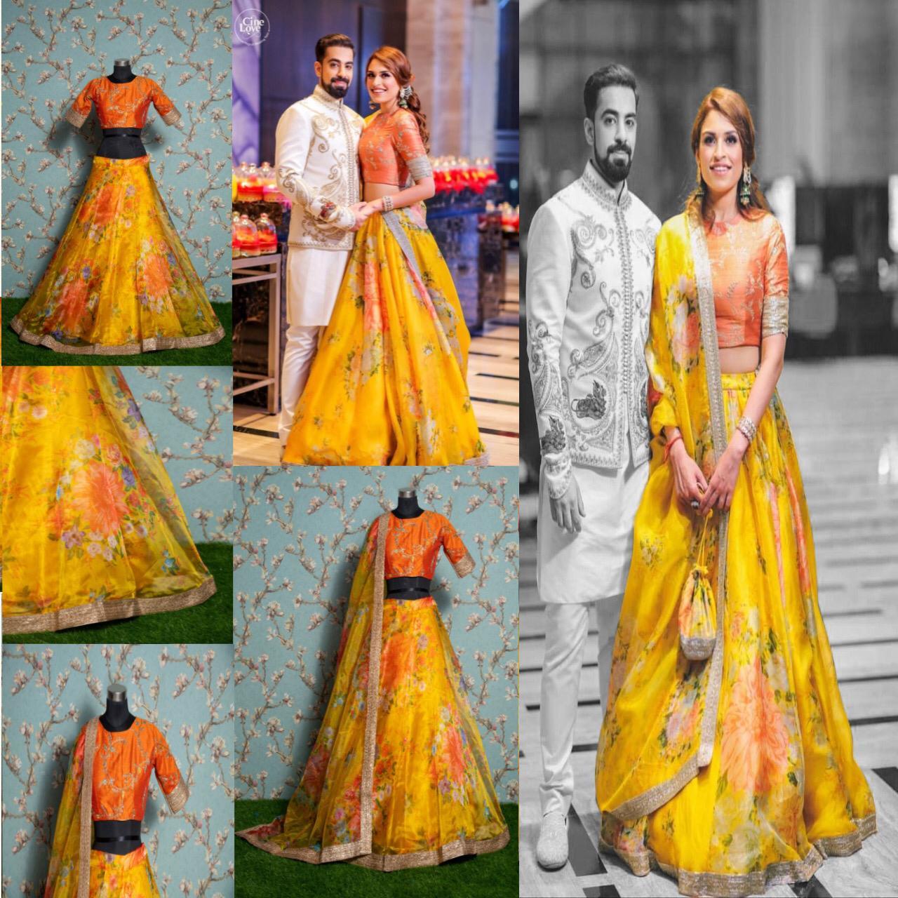 Fancy Lehenga - Khadi Organza Fabric, Waist-43", Length-43", Floral Digital Print, Elbow Sleeve Mulberry Silk Blouse, Elegant Design, Stunning Colors