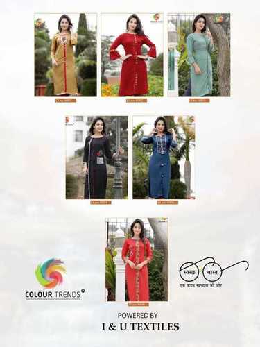 Colour Trends By Prara Vol -4 - Rayon Liva Fabric, Sizes L, Xl, 2xl | Handwork Embroidery, 3/4 Sleeve, Formal Wear For Ladies