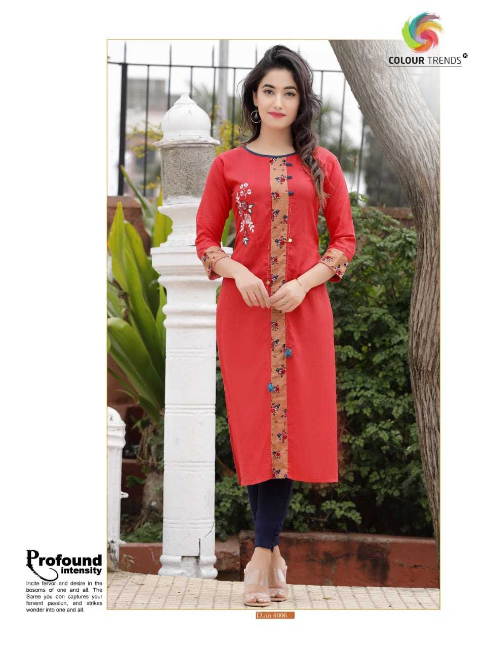 Colour Trends By Prara Vol -4 - Rayon Liva Fabric, Sizes L, Xl, 2xl | Handwork Embroidery, 3/4 Sleeve, Formal Wear For Ladies