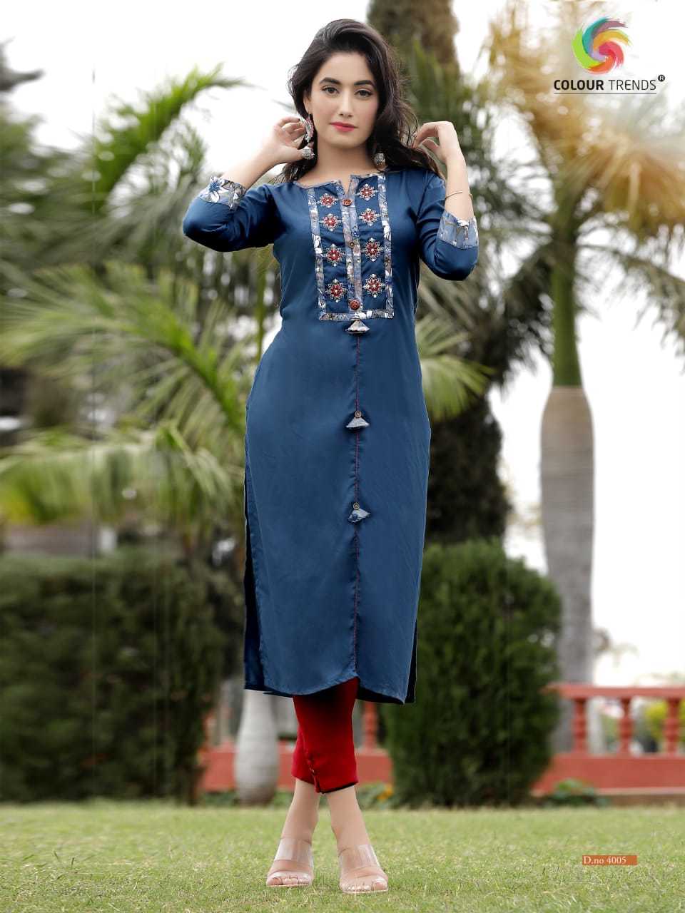 Colour Trends By Prara Vol -4 - Rayon Liva Fabric, Sizes L, Xl, 2xl | Handwork Embroidery, 3/4 Sleeve, Formal Wear For Ladies