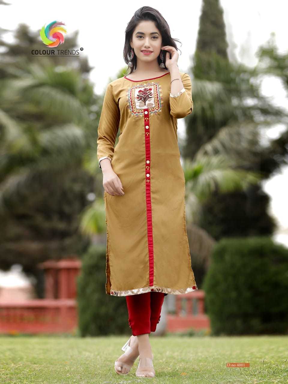 Colour Trends By Prara Vol -4 - Rayon Liva Fabric, Sizes L, Xl, 2xl | Handwork Embroidery, 3/4 Sleeve, Formal Wear For Ladies