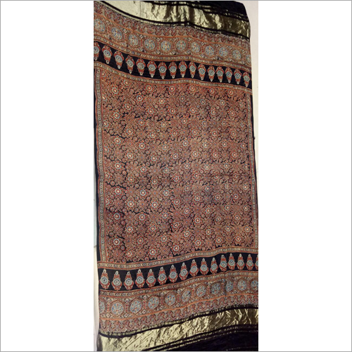 Art Silk Ajrakh Print Dupatta - All Season, Black | Quick Dry, No Fade, Dry Clean Only, Washable