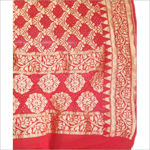 Red-Golden Ladies Georgette Fancy Dupatta