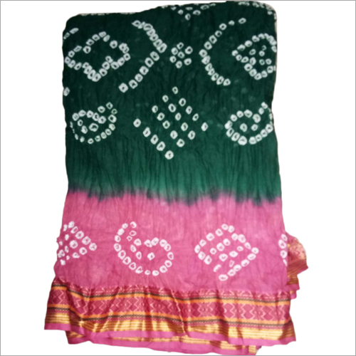 Pink-Green Ladies Ghadwal Border Saree
