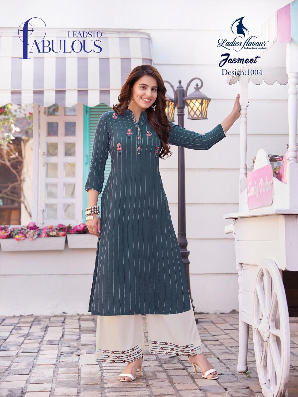 Ladies Flavour - 14 Kg Rayon With Embroidered Top & Bottom | Size M-3xl, Washable, 3-4th Sleeve Style, Party Wear