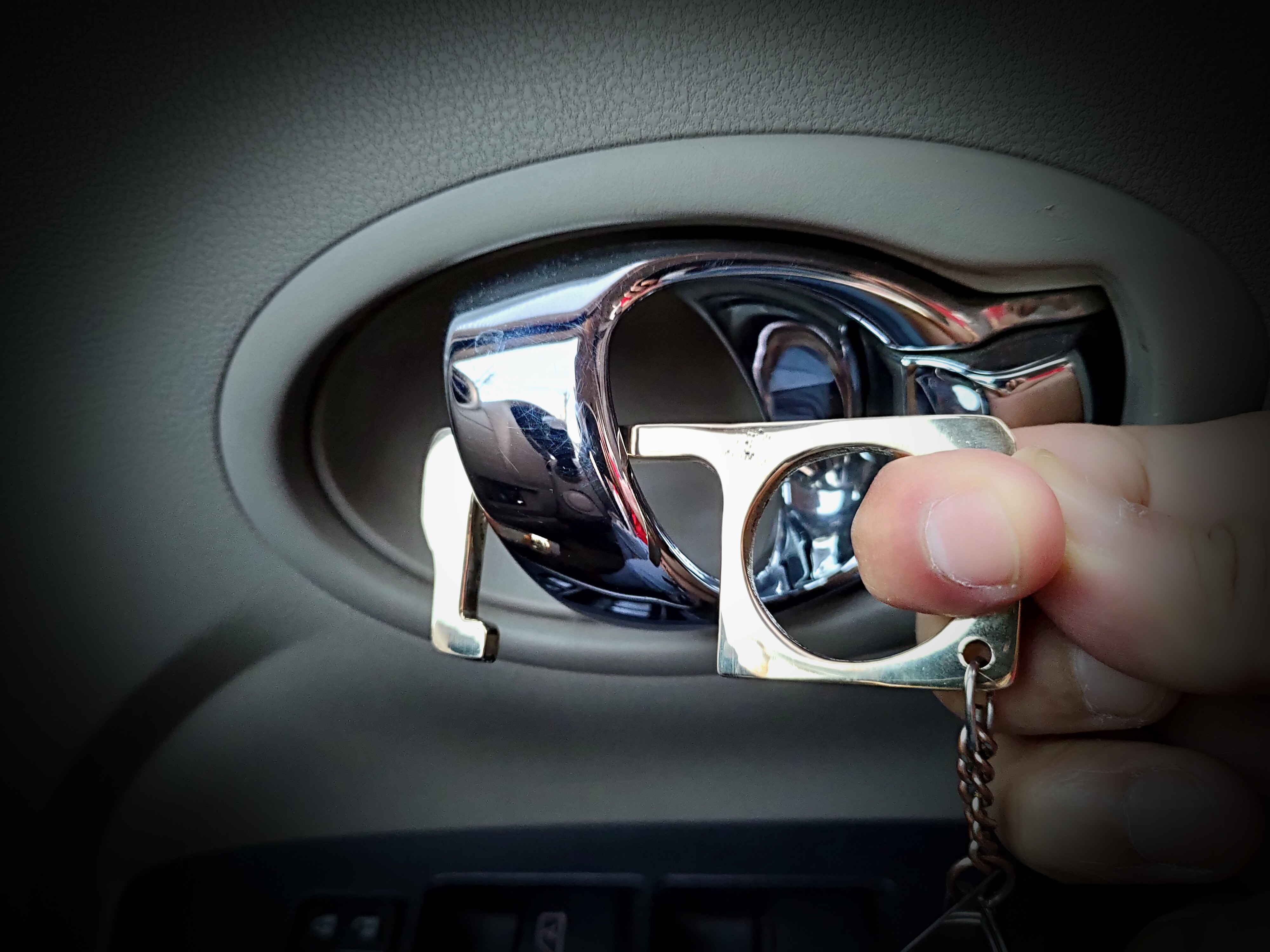 Rope Style Pockee - Brass Metal, Multi-color | Zero Touch Reusable Keychain For Doors, Elevators, And Public Surfaces