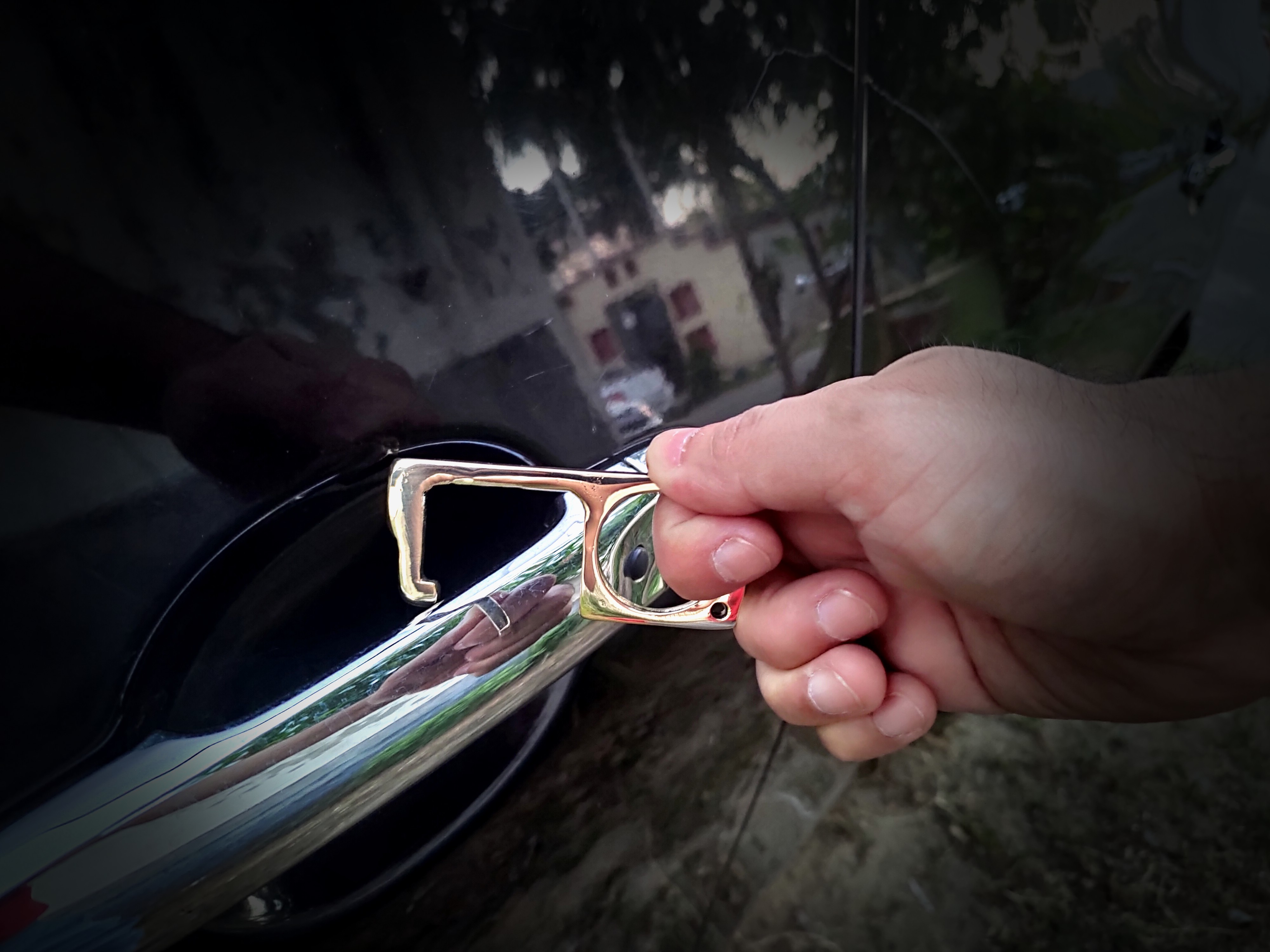 Rope Style Pockee - Brass Metal, Multi-color | Zero Touch Reusable Keychain For Doors, Elevators, And Public Surfaces