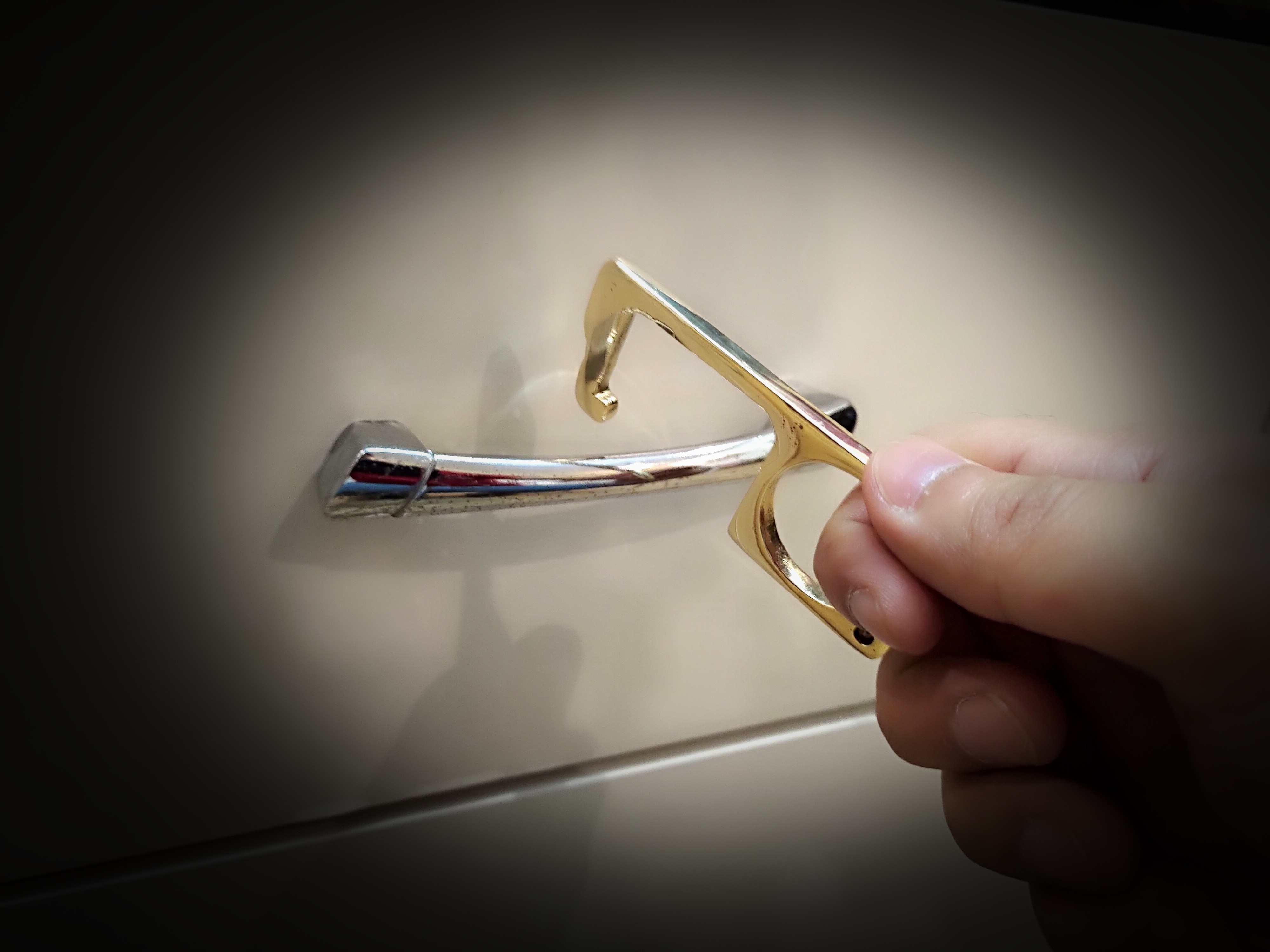 Rope Style Pockee - Brass Metal, Multi-color | Zero Touch Reusable Keychain For Doors, Elevators, And Public Surfaces