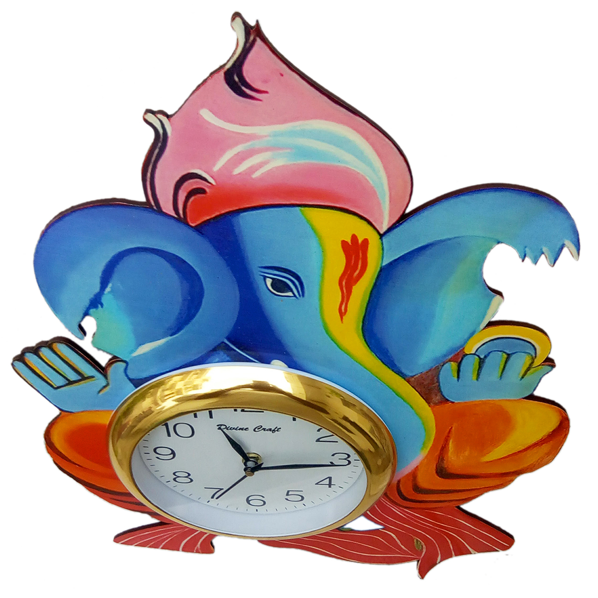 Wooden Wall Clock - 16x12 Inch, Multicolor | Unique Design, Easy To Clean, Painted Finish, Ideal For Traditional & Contemporary Spaces