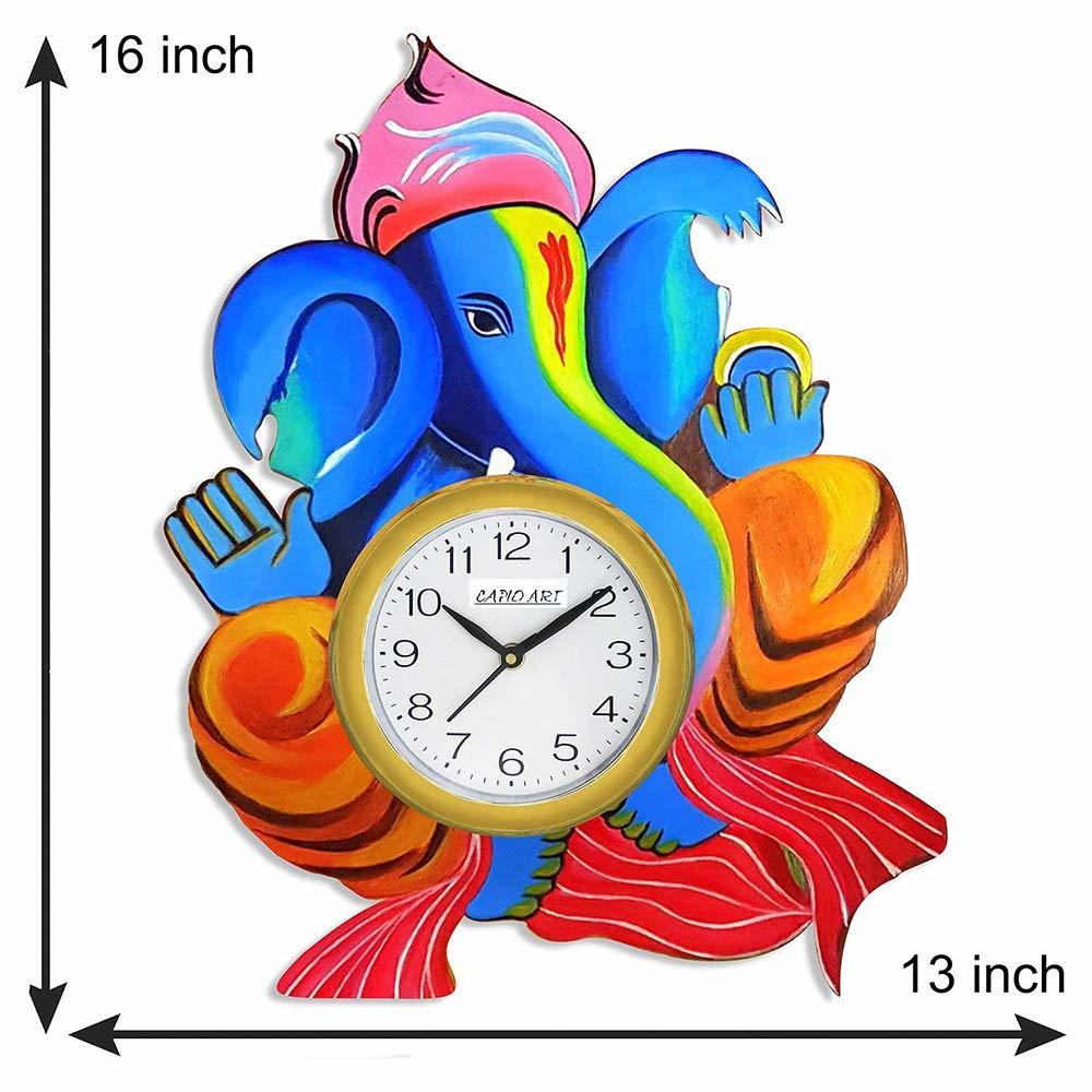 Wooden Wall Clock - 16x12 Inch, Multicolor | Unique Design, Easy To Clean, Painted Finish, Ideal For Traditional & Contemporary Spaces