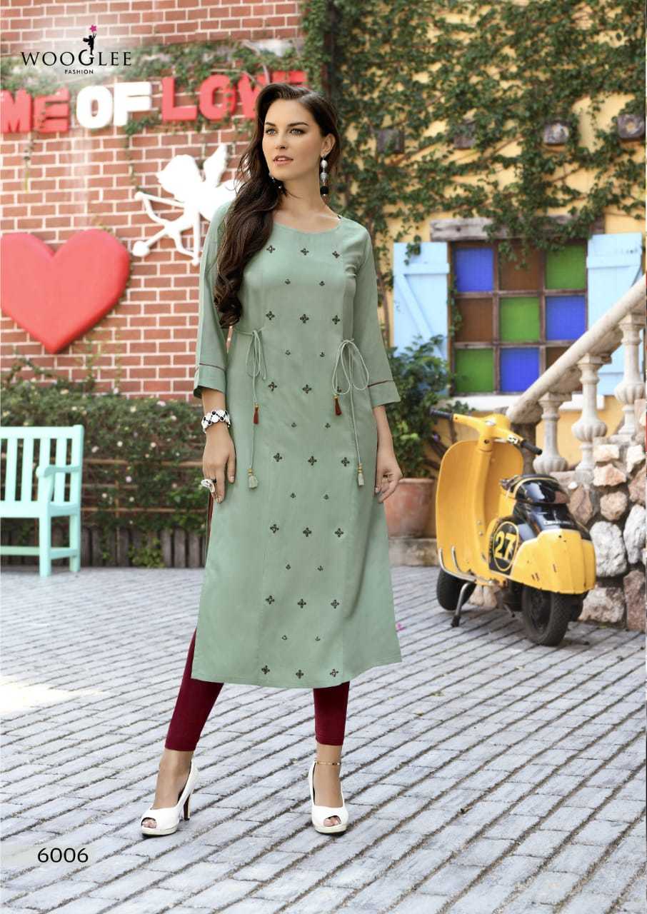 Wooglee By Tim-tim - Heavy Rayon, Sizes: M(38), L(40), Xl(42), Xxl(44), Xxxl(46) | Embroidered Design, 3-4th Sleeve Style, Washable, For Ladies, All Seasons