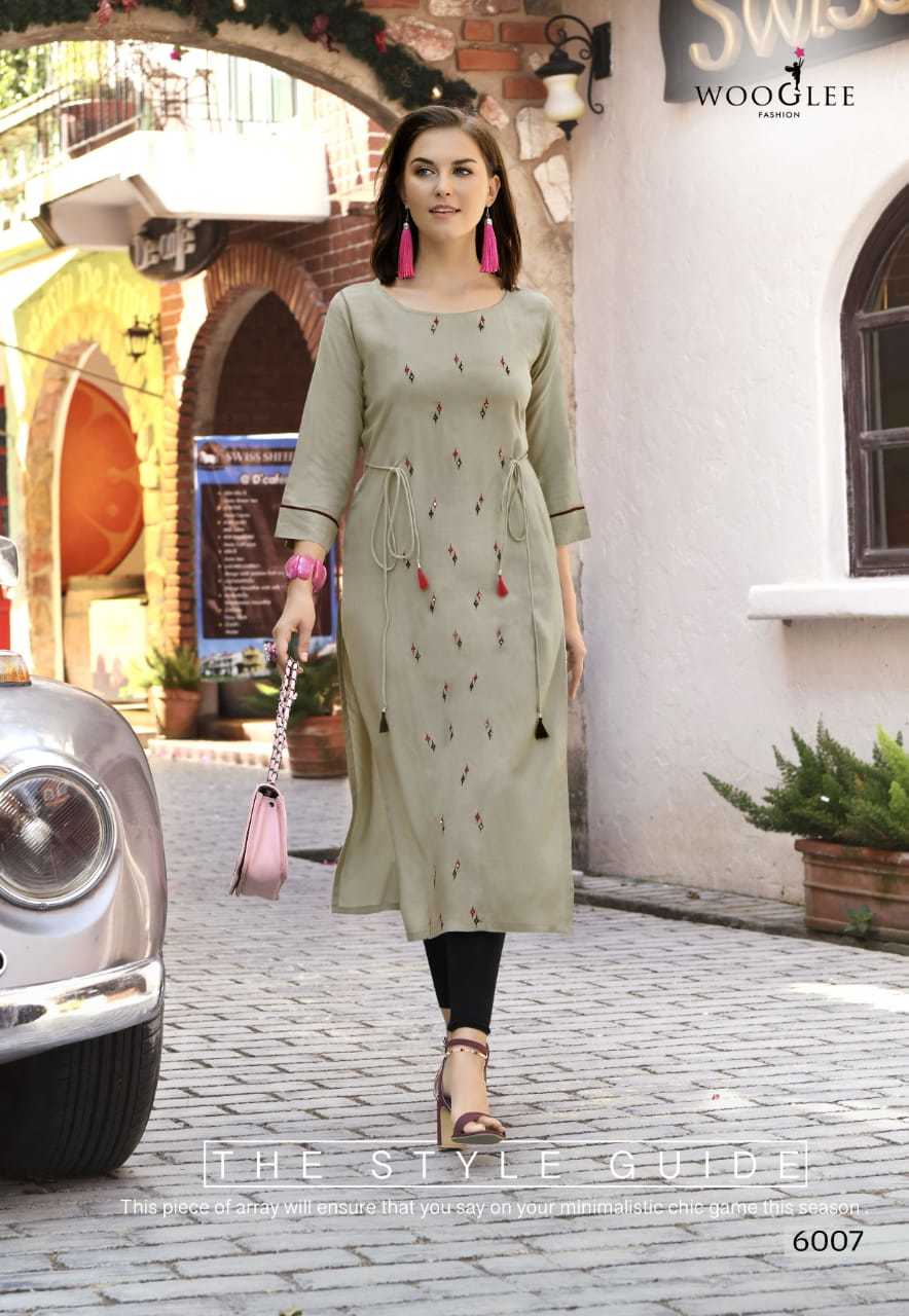 Wooglee By Tim-tim - Heavy Rayon, Sizes: M(38), L(40), Xl(42), Xxl(44), Xxxl(46) | Embroidered Design, 3-4th Sleeve Style, Washable, For Ladies, All Seasons