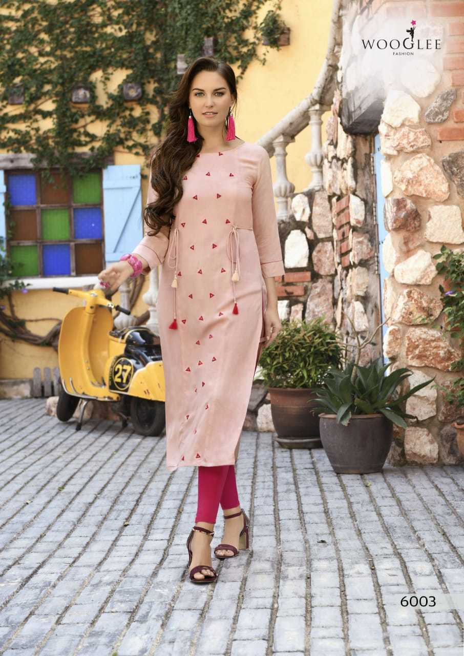 Wooglee By Tim-tim - Heavy Rayon, Sizes: M(38), L(40), Xl(42), Xxl(44), Xxxl(46) | Embroidered Design, 3-4th Sleeve Style, Washable, For Ladies, All Seasons