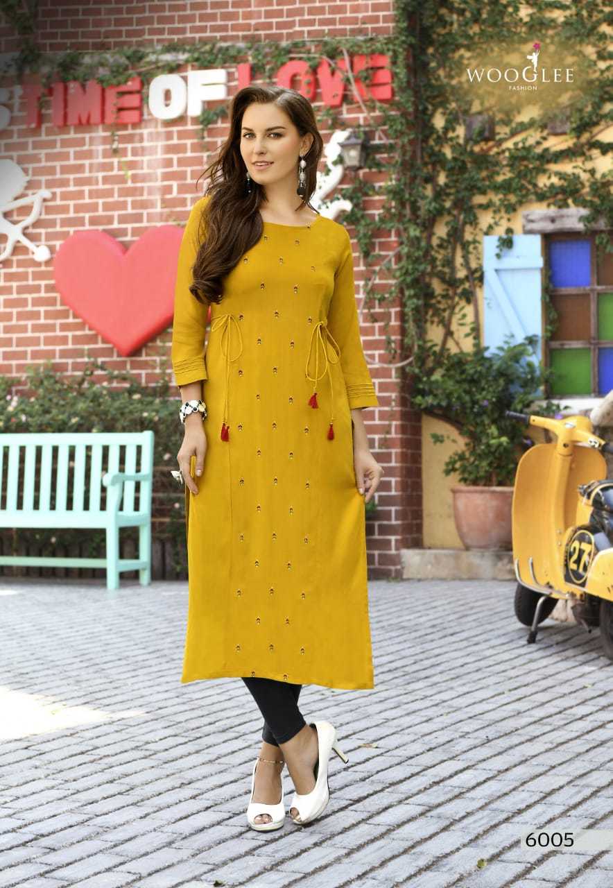 Wooglee By Tim-tim - Heavy Rayon, Sizes: M(38), L(40), Xl(42), Xxl(44), Xxxl(46) | Embroidered Design, 3-4th Sleeve Style, Washable, For Ladies, All Seasons