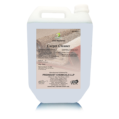 Preindust Carpet Cleaner - 5 Litre Hdpe Can | Anti-bacterial, Refreshing Fragrance, Surfactants Based Formula