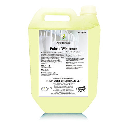 Fabric Whitener - Liquid Formulation, 5 Litre Hdpe Can | Refreshing Fragrance, Anti-bacterial, Removes Dark Spots From White Cloths