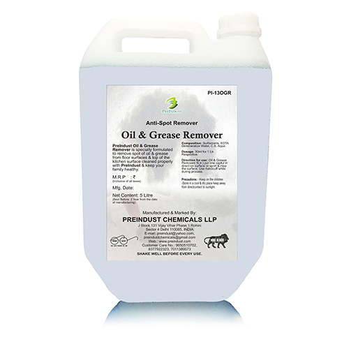 Oil & Grease Remover - 5 Ltr Hdpe Can | Effective Anti-spot Cleaner For Floor And Kitchen Surfaces, Keeps Family Healthy