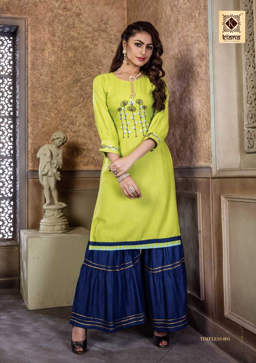 Kiana By Timeless - Heavy 14 Kg Rayon Top & Bottom Set | Ladies 3-4th Sleeve, Formal & Party Wear, Washable, Available In M & L Sizes