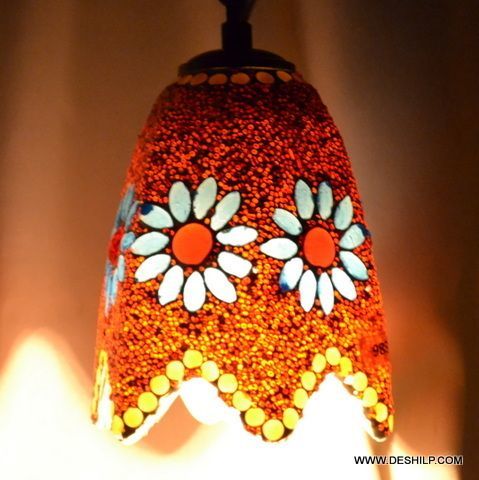 रेड ग्लास मोज़ेक होम डेकोर वॉल हैंगिंग लाइट सोर्स: एनर्जी सेविंग