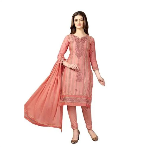 Peach Cotton Embroidery Salwar Suit