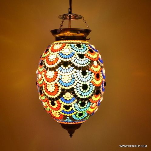 मल्टीकलर ग्लास हैंगिंग लाइटिंग स्टाइल विंटेज लैंप हैंगिंग सीलिंग लैंप ब्राउन ग्रीन