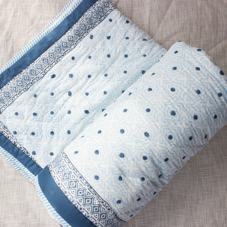 Hand Block Printed Jaipuri Rajai - 100% Cotton Filling, 90x108 Inches Size | Hand Quilted, Ideal For Home & Hotels