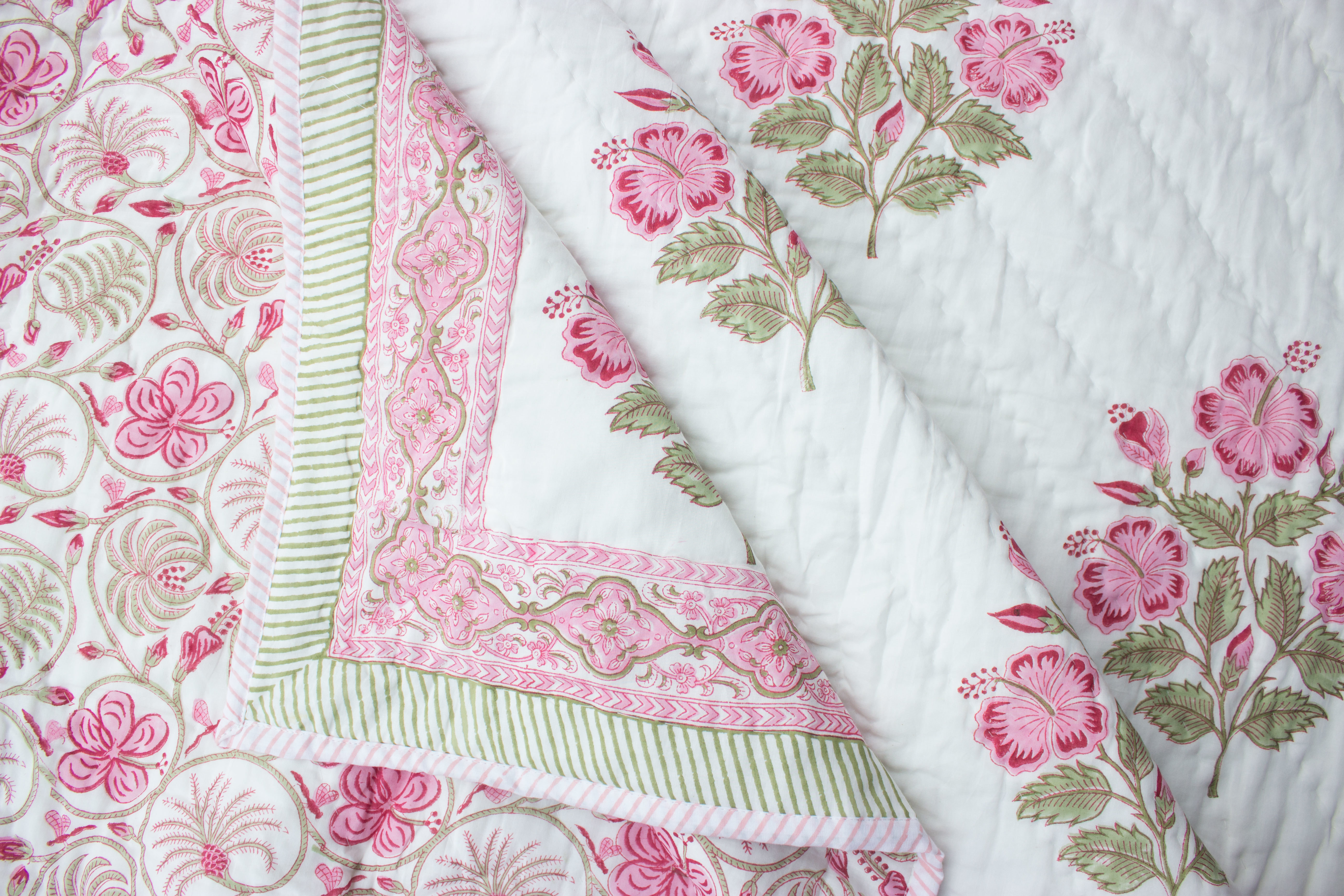 Hand Block Printed Jaipuri Rajai - 100% Cotton Filling, 90x108 Inches Size | Hand Quilted, Ideal For Home & Hotels