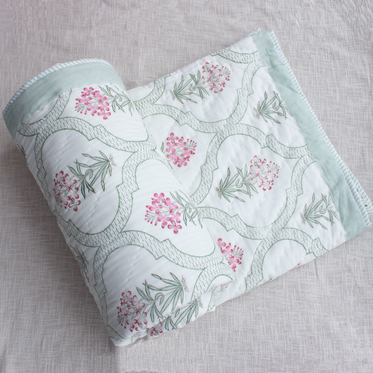 Hand Block Printed Jaipuri Rajai - 100% Cotton Filling, 90x108 Inches Size | Hand Quilted, Ideal For Home & Hotels