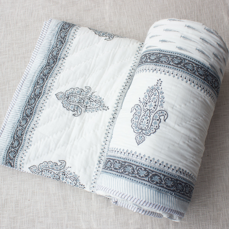 Hand Block Printed Jaipuri Rajai - 100% Cotton Filling, 90x108 Inches Size | Hand Quilted, Ideal For Home & Hotels