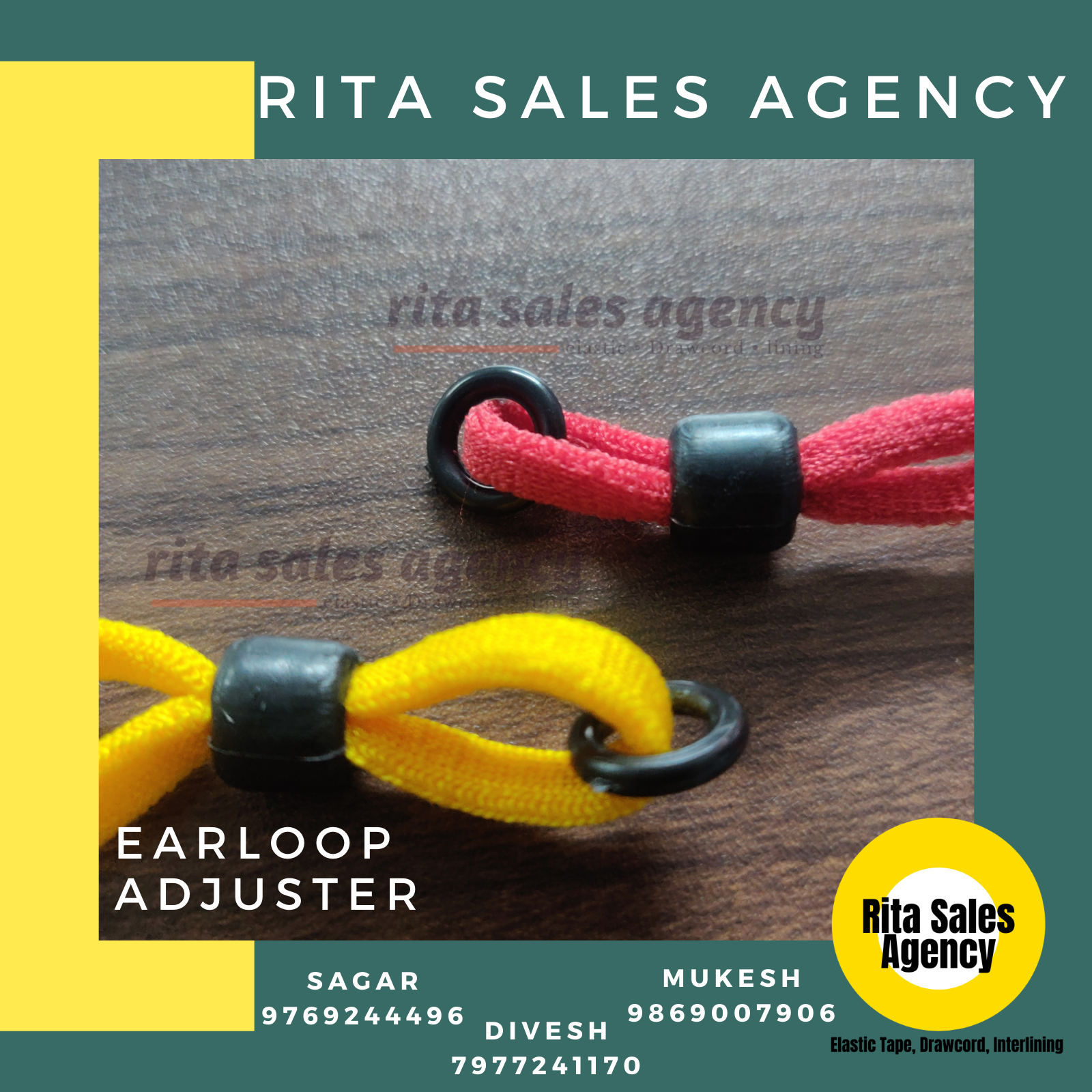 Black Adjuster & Stopper For Face Mask Earloop