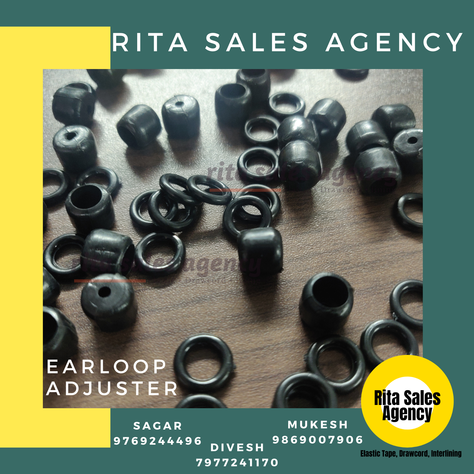 Black Adjuster & Stopper For Face Mask Earloop