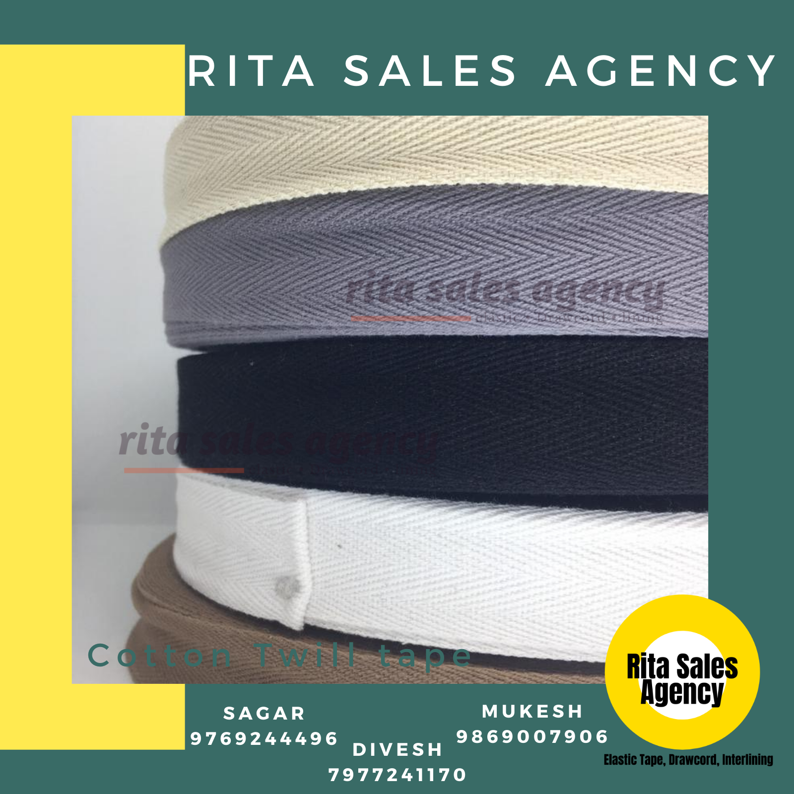 Cotton Twill Tapes - Cotton Material, Plain Pattern, Vivacious Colors | Smooth Texture, Precise Manufacturing With Polyester Elastic