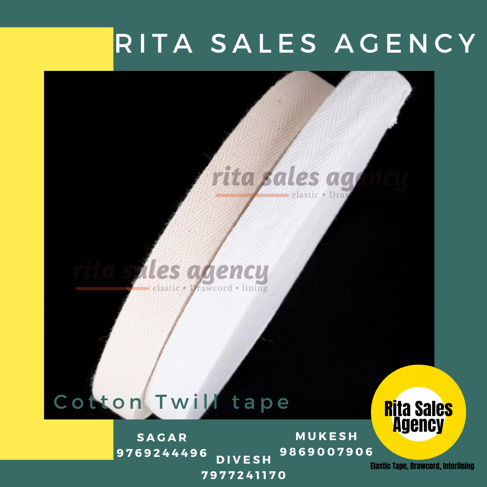 Cotton Twill Tapes - Cotton Material, Plain Pattern, Vivacious Colors | Smooth Texture, Precise Manufacturing With Polyester Elastic