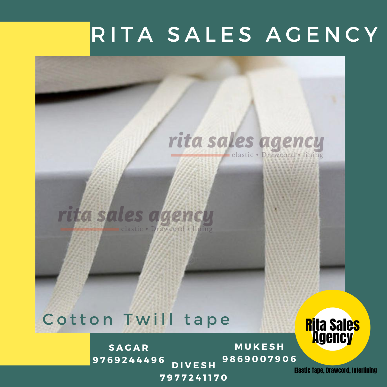 Cotton Twill Tapes - Cotton Material, Plain Pattern, Vivacious Colors | Smooth Texture, Precise Manufacturing With Polyester Elastic