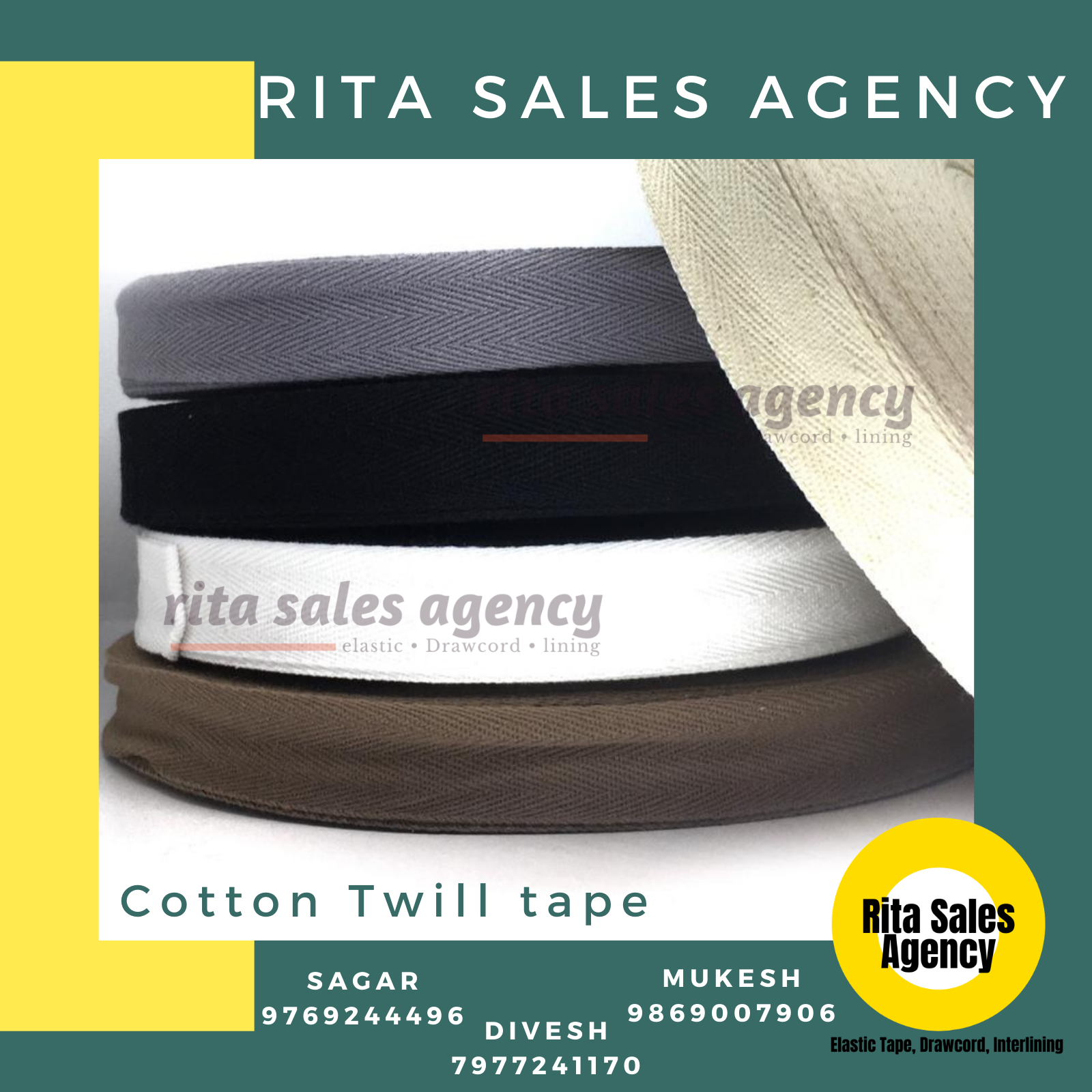 Cotton Twill Tapes - Cotton Material, Plain Pattern, Vivacious Colors | Smooth Texture, Precise Manufacturing With Polyester Elastic