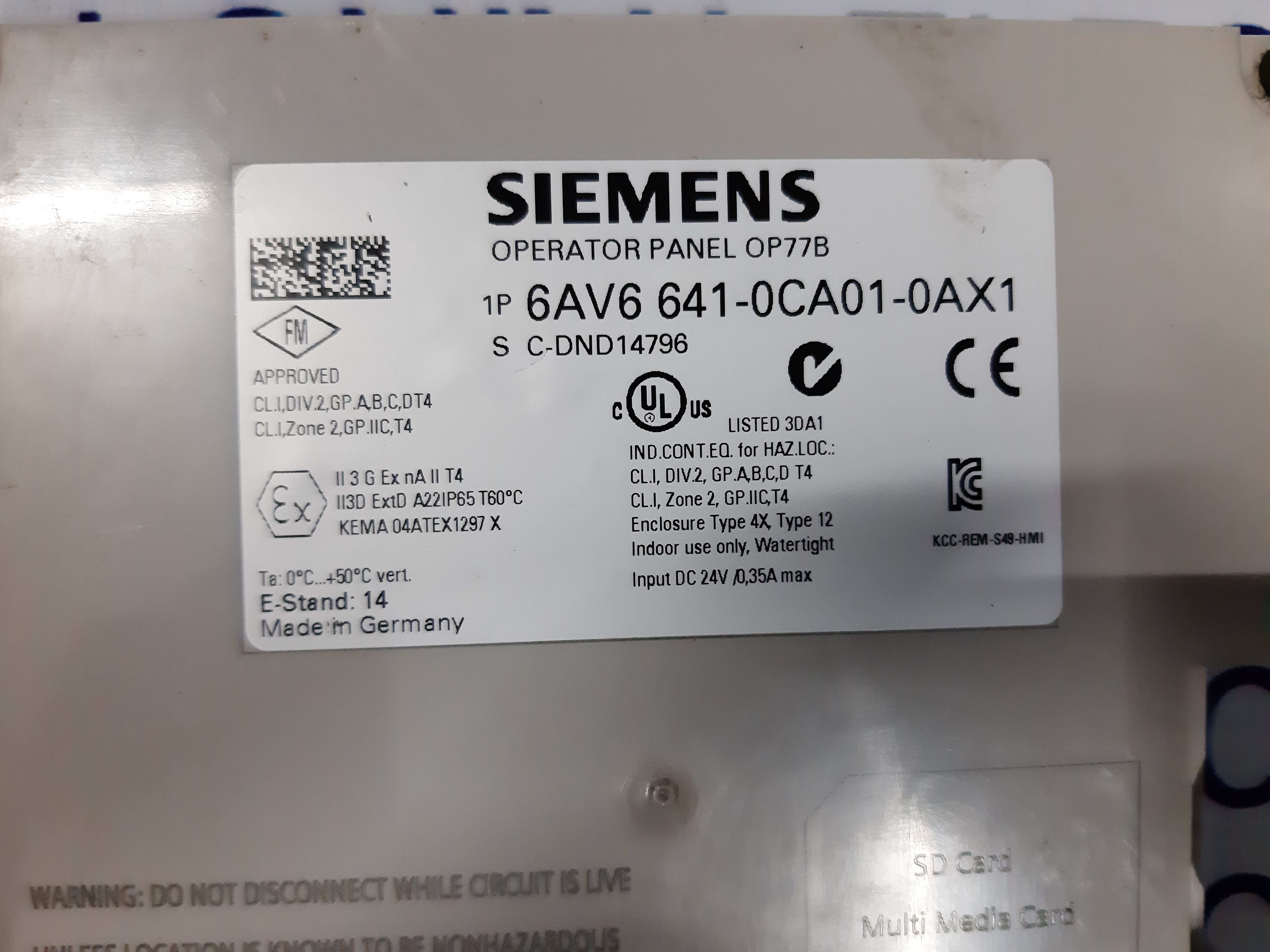 Siemens Simatic Hmi Operator Panel