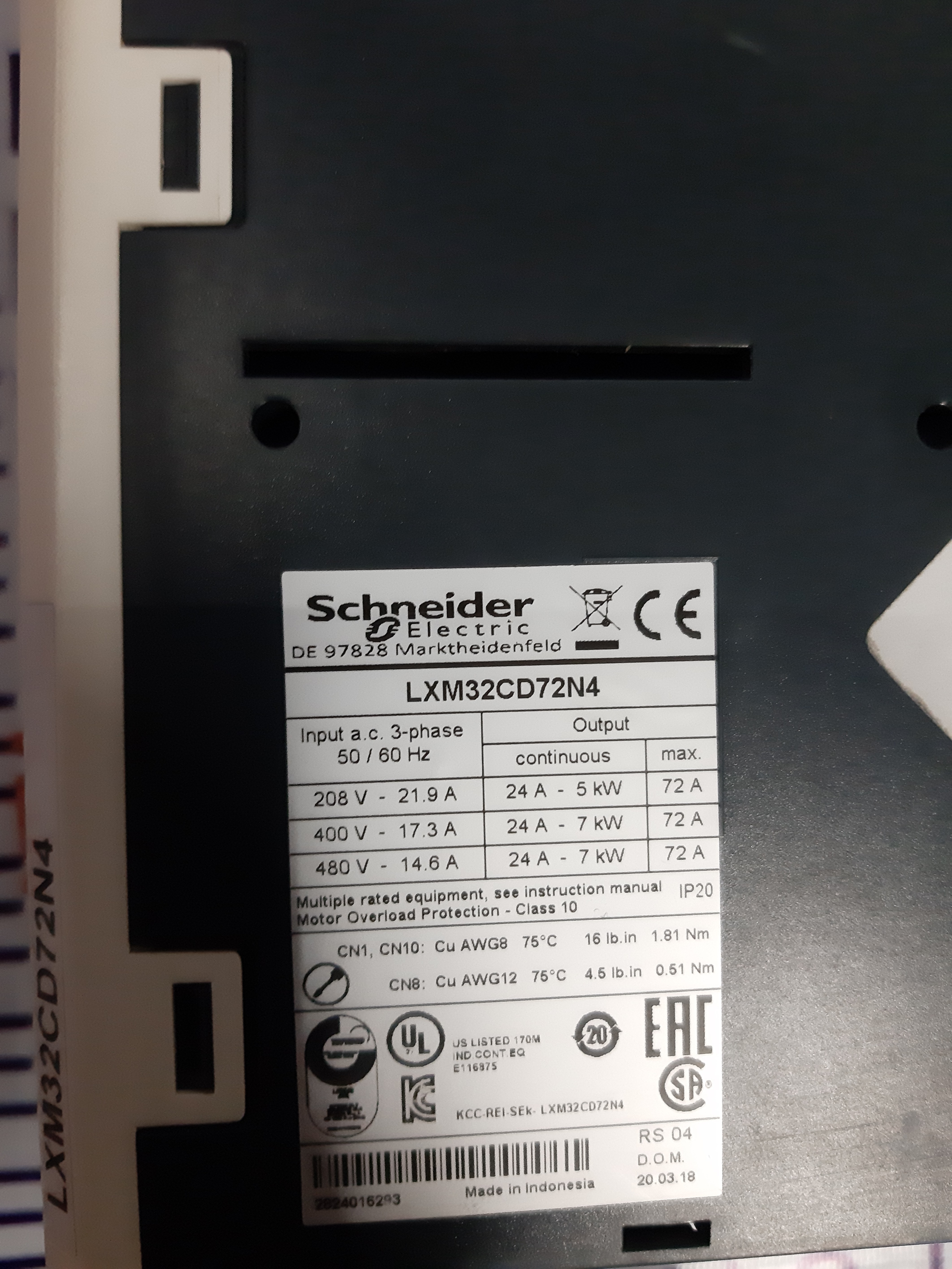 Schneider Electric Ac Servo Drive - 7.5kw Power Rating, 480v Voltage, Ip20 Enclosure, 300x200x150mm Dimensions | Industrial Automation, Motor Control